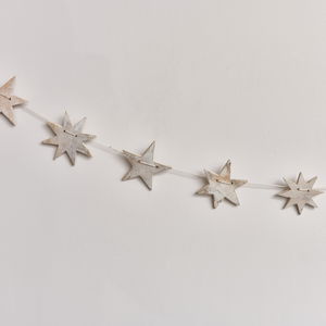 Distressed Wooden Star Garland - 120cm