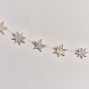 Distressed Wooden Star Garland - 120cm