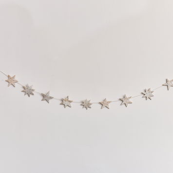 Distressed Wooden Star Garland - 120cm