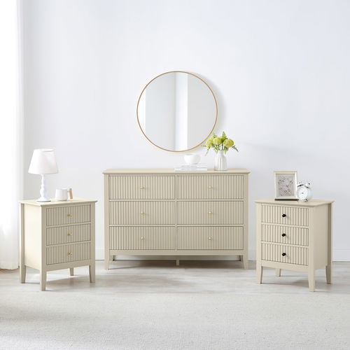 Double Wardrobe, Chest of Drawers & Pair of Bedside Tables - Hales Taupe Range