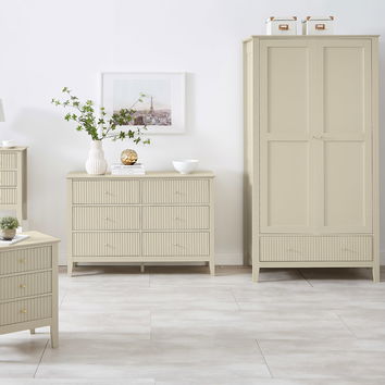 Double Wardrobe, Chest of Drawers & Pair of Bedside Tables - Hales Taupe Range