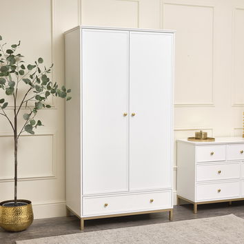 Double Wardrobe, Large Chest of Drawers & Pair of Bedside Tables - Aisby White Range