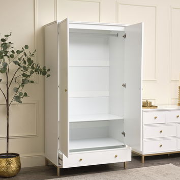 Double Wardrobe, Large Chest of Drawers & Pair of Bedside Tables - Aisby White Range