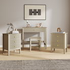 Dressing Table, Stool & Pair of 3 Drawer Bedside Tables - Hales Taupe Range