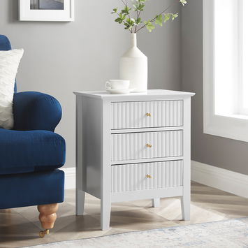 Dressing Table, Stool & Pair of 3 Drawer Bedside Tables - Hales White Range