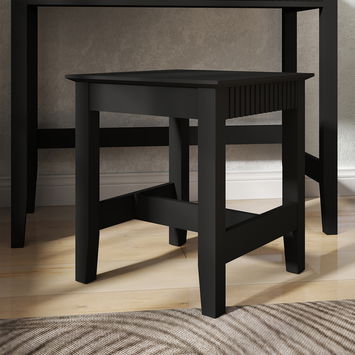 Dressing Table, Stool & Pair of Large 3 Drawer Bedside Tables - Hales Black Range