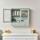 Duck Egg Blue Reeded Glass Wall Cabinet with Drawers