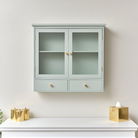 Duck Egg Blue Reeded Glass Wall Cabinet with Drawers