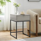 Elle Fluted 1 Drawer Bedside Table Plaza Taupe