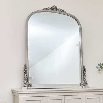 Extra Large Arch Antique Silver Ornate Overmantle Mirror - 152cm x...