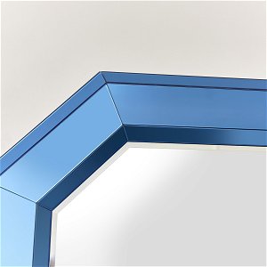 Extra Large Geometric Blue Glass Mirror 105cm x 80cm