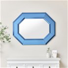 Extra Large Blue Glass Octagon Wall Mirror 105cm x 80cm