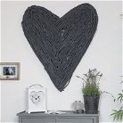 Extra Large Dark Grey Rustic Wicker Wall Heart 