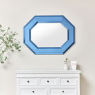 Extra Large Blue Glass Octagon Wall Mirror 105cm x 80cm