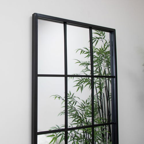 Extra Large Matt Black Window Mirror 144cm x 59cm