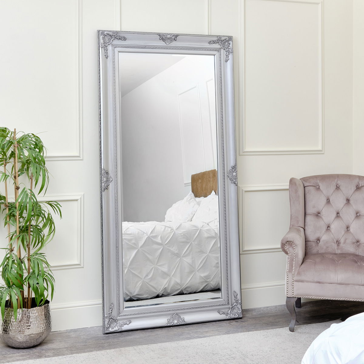 Extra Large Ornate Silver Wall/Floor Mirror