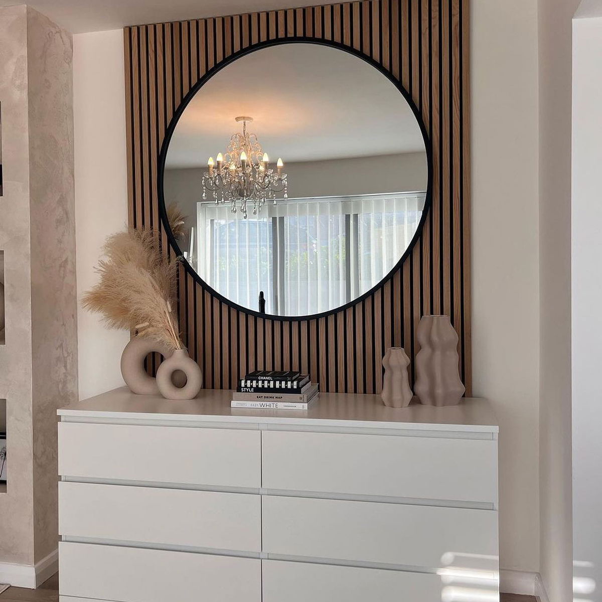 Large Round Black Wall Mirror Melody Maison