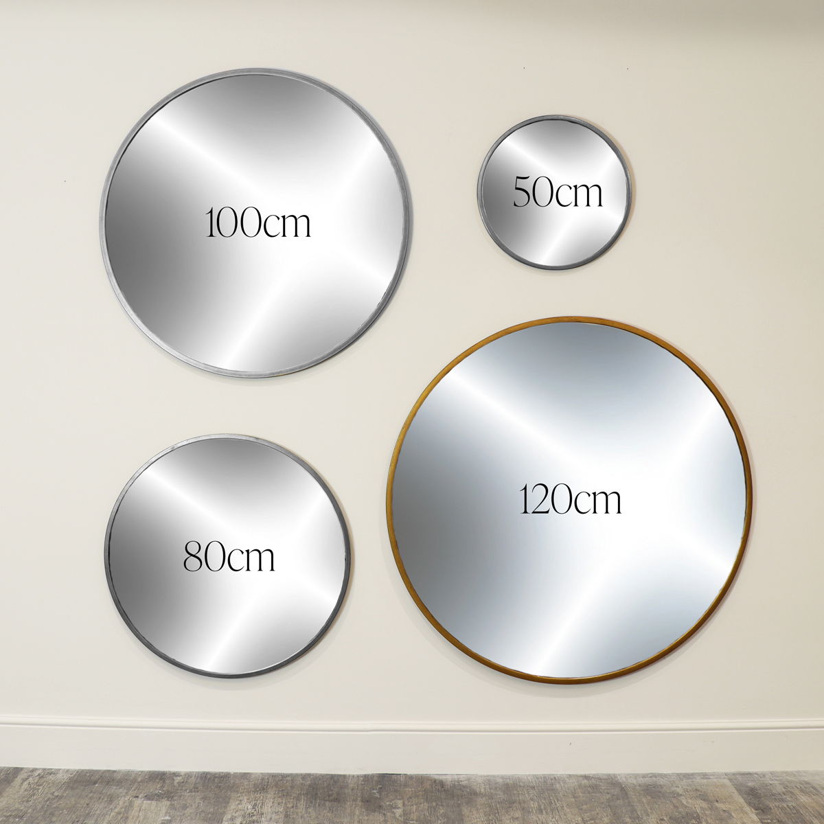 Extra Large Round Gold Wall Mirror 120cm x 120cm