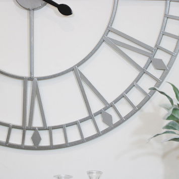 Extra Large Silver Skeleton Wall Clock 80cm x 80cm