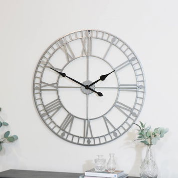 Extra Large Silver Skeleton Wall Clock 80cm x 80cm