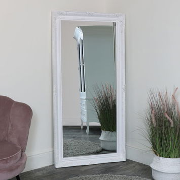 Extra Large Ornate Wall/Floor White Mirror 158cm x 78cm