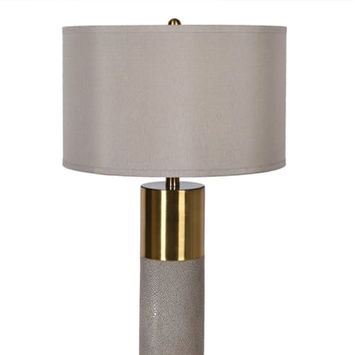 Faux Shagreen & Brass Table Lamp with Shade