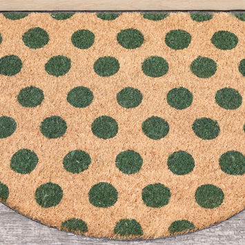 Forest Green & Natural Polka Dot Half Moon Door Mat