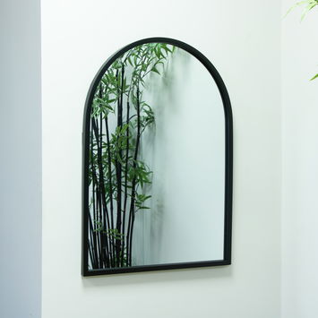 Framed Black Arched Mirror 70cm x 50cm