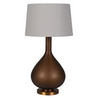 Frosted Hazel Glass Table Lamp with Linen Shade