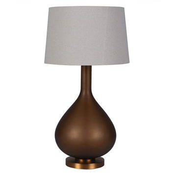 Frosted Hazel Glass Table Lamp with Linen Shade