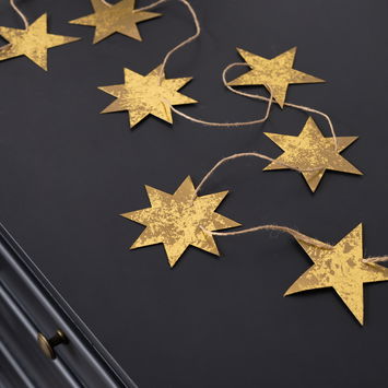 Gilded Gold Christmas Star Garland - 185cm