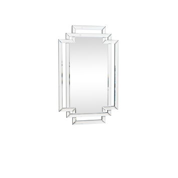 Glass Framed Art Deco Rectangle Wall Mirror - 80cm x 50cm