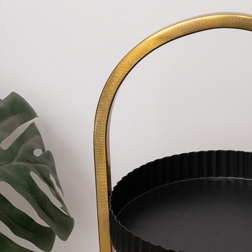 Gold and Black Metal 3 Tiered Storage Caddy - 25cm x 35.5cm