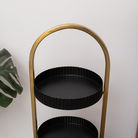 Gold and Black Metal 3 Tiered Storage Caddy - 25cm x 35.5cm