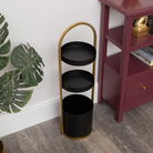 Gold and Black Metal 3 Tiered Storage Caddy - 25cm x 35.5cm