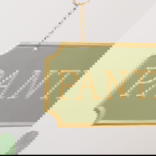 Gold and Sage Green Metal Wall Mounted Hanging Pantry Sign