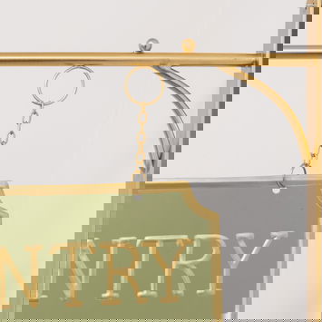 Gold and Sage Green Metal Wall Mounted Hanging Pantry Sign