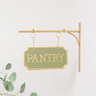 Gold and Sage Green Metal Wall Mounted Hanging Pantry Sign