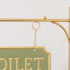 Gold and Sage Green Metal Wall Mounted Hanging Toilet Sign
