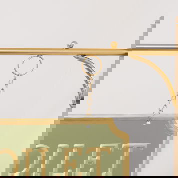 Gold and Sage Green Metal Wall Mounted Hanging Toilet Sign