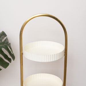 Gold and White Metal 3 Tiered Storage Caddy - 25cm x 35.5cm