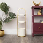 Gold and White Metal 3 Tiered Storage Caddy - 25cm x 35.5cm