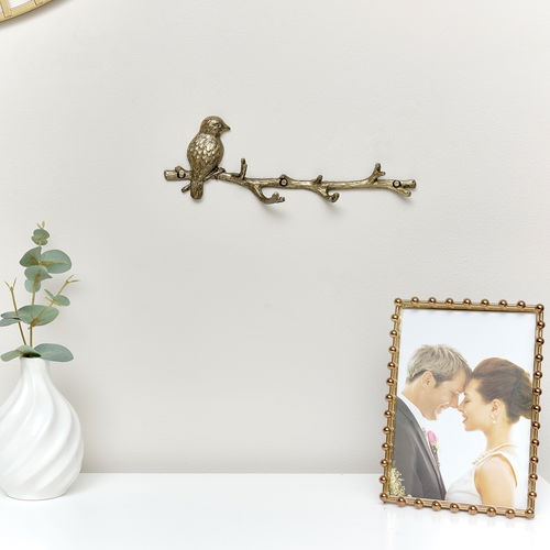 Antique Gold Bird Tree Branch Wall Hook