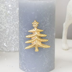 Gold Christmas Tree Candle Pin