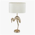 Gold Crane Lamp with Ivory Lampshade