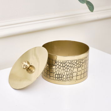 Gold Croc Print Trinket Pot