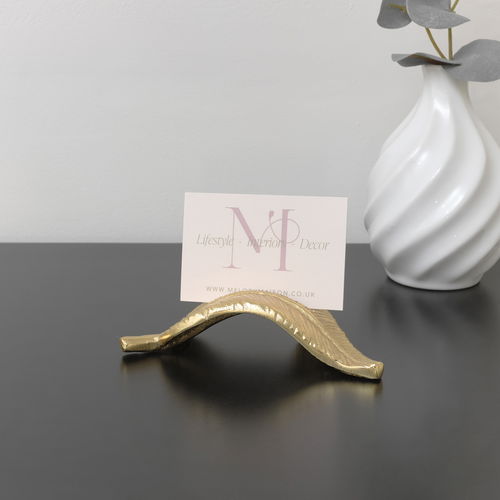 Gold Feather Place Card Holder