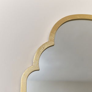 Gold Foiled Curved Scalloped Framed Wall Mirror 50cm x 100cm