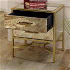 Gold Mirrored Bedside Table  - Cleopatra Range