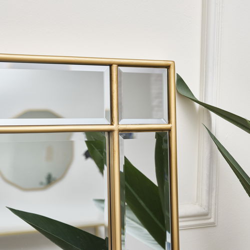 Gold Framed Art Deco Wall / Leaner Mirror 54cm x 142cm 